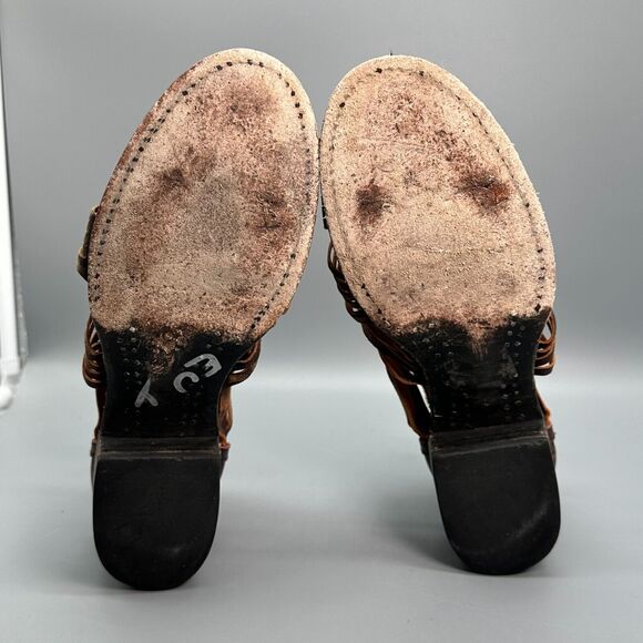 Freebird Steven Arrow Womens 9 Brown Leather Distressed Strappy Sandals Buckle - Picture 8 of 11